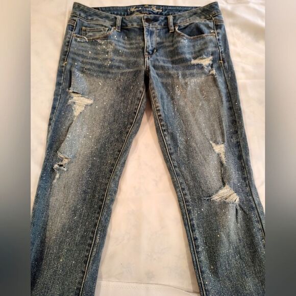 American Eagle Outfitters Distressed Stretch Skinny Jeans Denim Pants Sz 10 - Picture 16 of 16